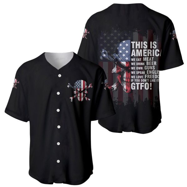 This Is America Patriotic Skull Baseball Jersey For Men and Women Jezsport.com