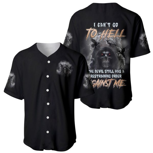 I Can't Go To Hell Reaper Bat Baseball Jersey For Men and Women Jezsport.com