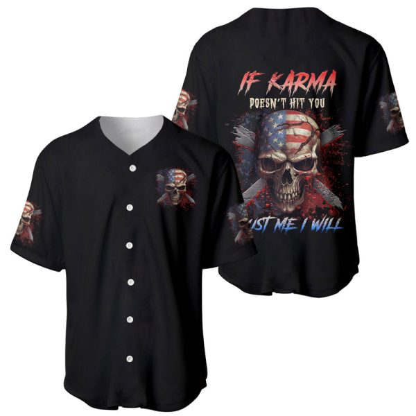 If Karma Doesn't Hit You Trust Me I Will Baseball Jersey For Men and Women Jezsport.com