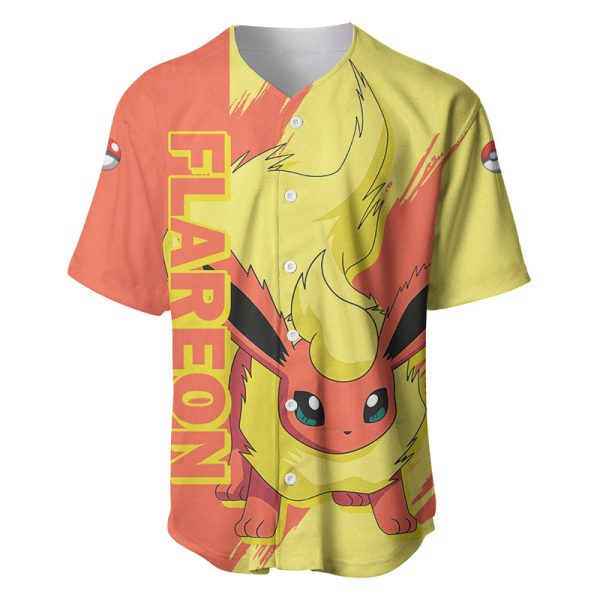 Flareon Baseball Jersey Pokemon For Men and Women Jezsport.com