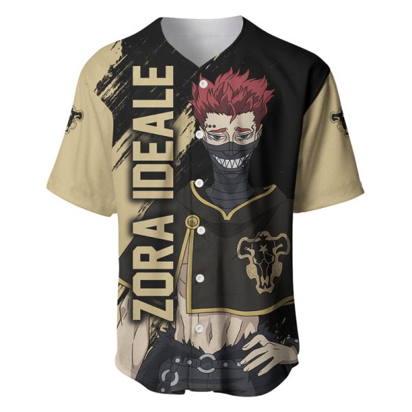 Black Bull Zora Ideale Baseball Jersey Black Clover Anime For Men and Women Jezsport.com