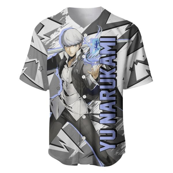 Yu Narukami Persona Baseball Jersey Anime Mix Polygon Cyber Style For Men and Women Jezsport.com