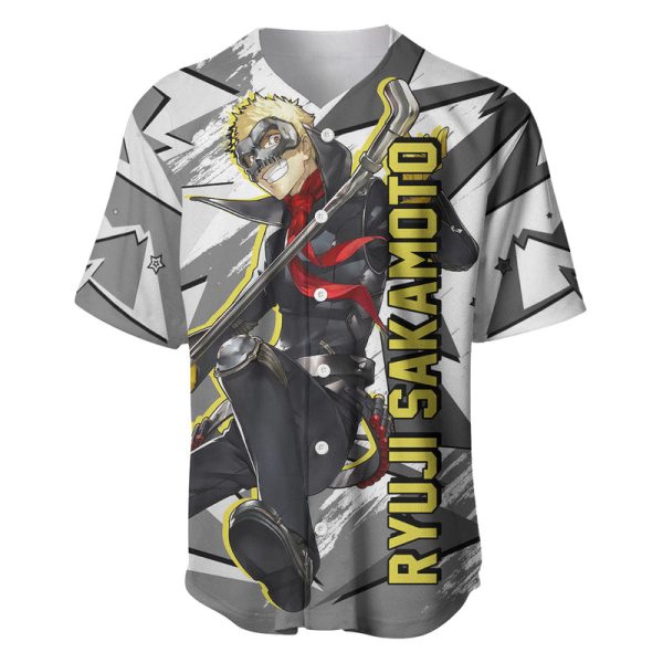 Ryuji Sakamoto Persona Baseball Jersey Anime Mix Polygon Cyber Style For Men and Women Jezsport.com