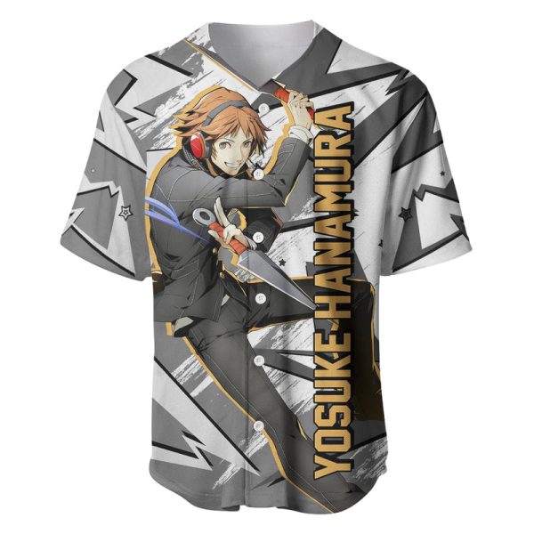 Yosuke Hanamura Persona Baseball Jersey Anime Mix Polygon Cyber Style For Men and Women Jezsport.com