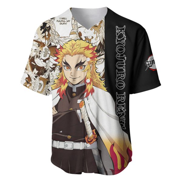 Kyojuro Rengoku Baseball Jersey Demon Slayer For Men and Women Jezsport.com