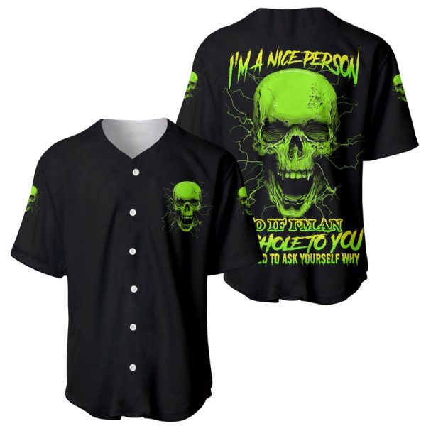 I'm A Nice Person Skull Baseball Jersey For Men and Women Jezsport.com