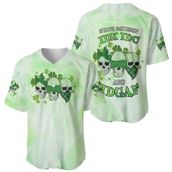 Stuck Between Idk Idc And Idgaf Rose Skull Patrick's Day Baseball Jersey For Men and Women Jezsport.com