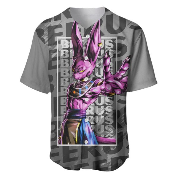 Beerus Dragon Ball Baseball Jersey Anime Mix Text Pattern Abstract Style For Men and Women Jezsport.com