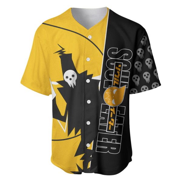 Shinigami Soul Eater Baseball Jersey Anime Art Mix With Skull Pattern Style For Men and Women Jezsport.com