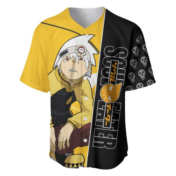 Evans Soul Eater Baseball Jersey Anime Art Mix With Skull Pattern Style For Men and Women Jezsport.com