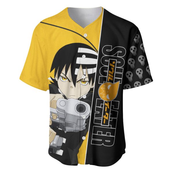 Death the Kid Soul Eater Baseball Jersey Anime Art Mix With Skull Pattern Style For Men and Women Jezsport.com