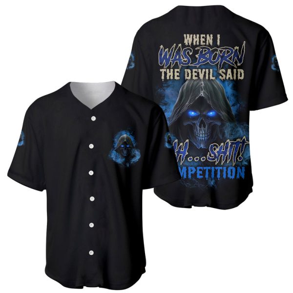 When I Was Born Reaper Fire Blue Baseball Jersey For Men and Women Jezsport.com