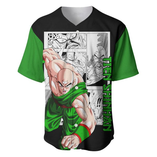 Tien Shinhan Baseball Jersey Dragon Ball Mix Anime Manga For Men and Women Jezsport.com