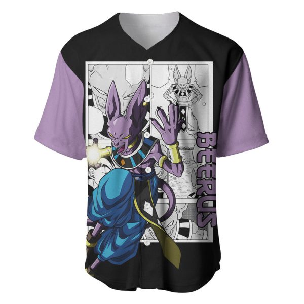 Beerus Baseball Jersey Dragon Ball Mix Anime Manga For Men and Women Jezsport.com