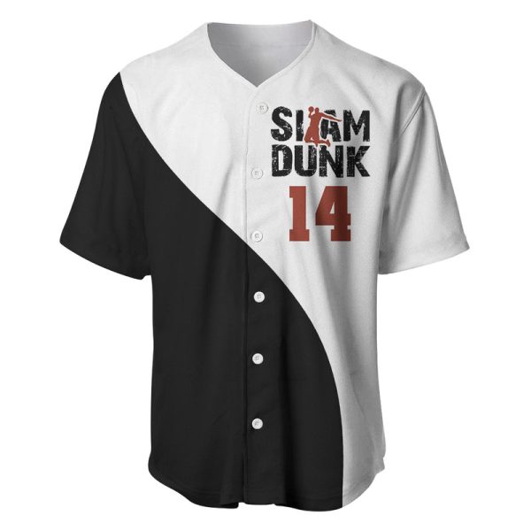 Hisashi Mitsui Number 14 - Slam Dunk Baseball Jersey Anime Mix Black And White Style For Men and Women Jezsport.com