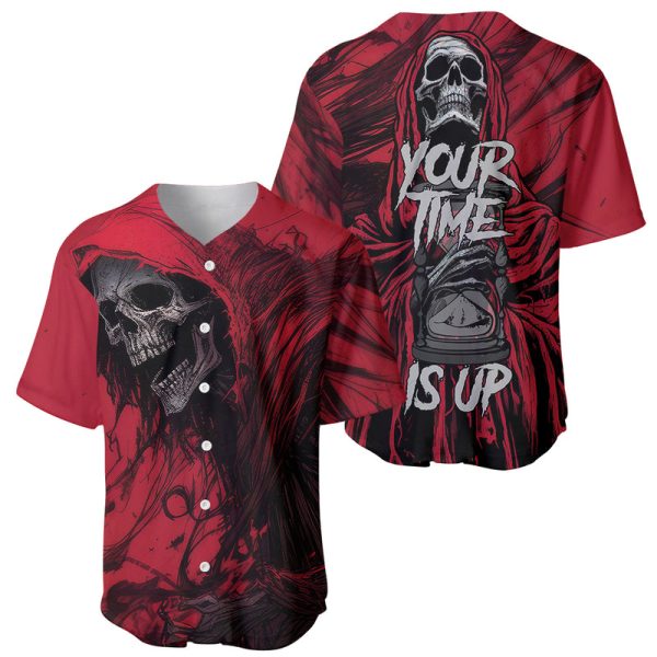 Skull Death Baseball Jersey Your Time For Men and Women Jezsport.com