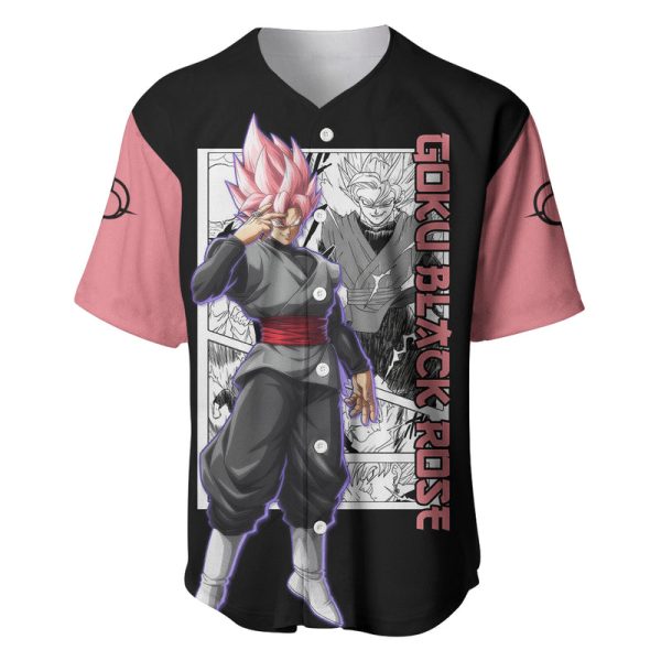 Goku Black Rose Baseball Jersey Dragon Ball Anime Mix Manga For Men and Women Jezsport.com