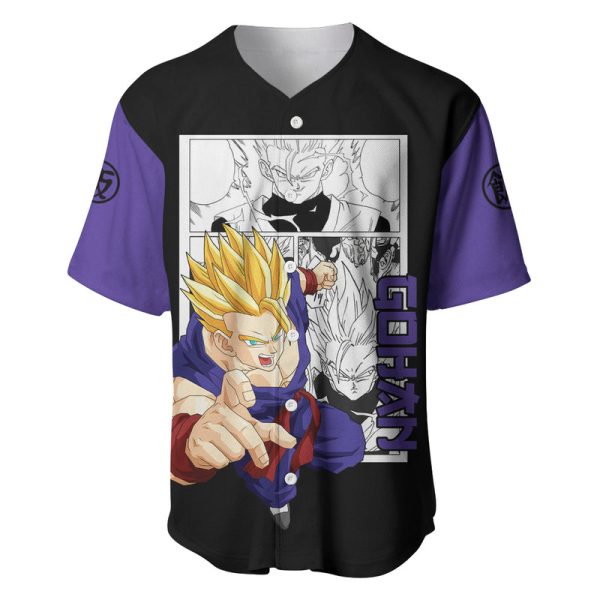 Gohan Adult SSJ2 Baseball Jersey Dragon Ball Anime Mix Manga For Men and Women Jezsport.com