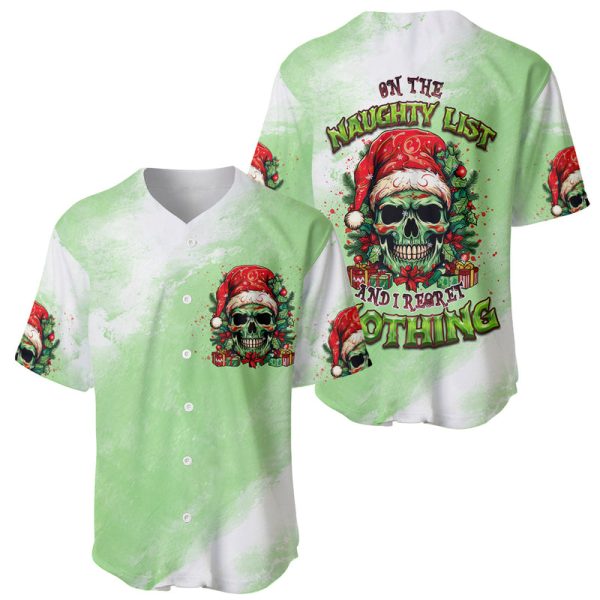 On The Naughty List Skull Christmas Baseball Jersey For Men and Women Jezsport.com