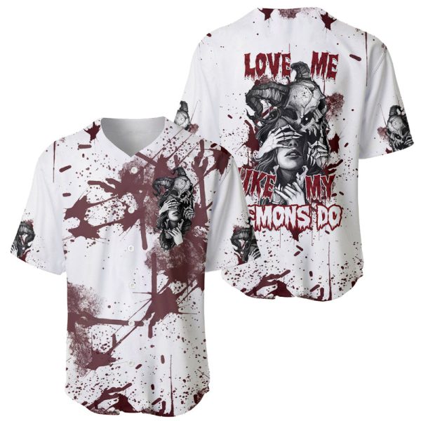 Love Me Like My Demons Do Skull Baseball Jersey For Men and Women Jezsport.com