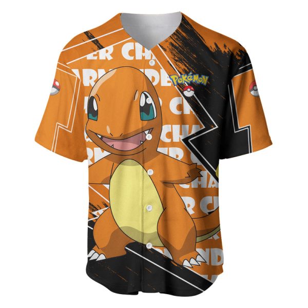 Charmander - Pokemon Baseball Jersey Grunge Pattern Style For Men and Women Jezsport.com