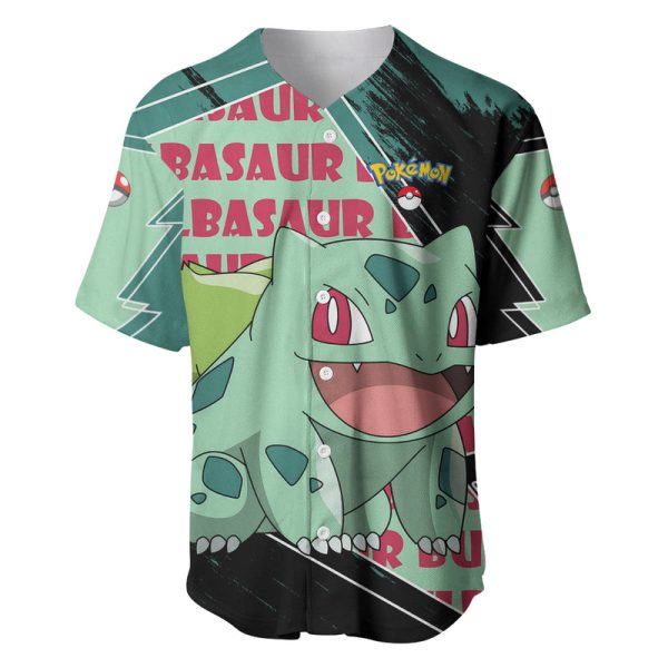 Bulbasaur - Pokemon Baseball Jersey Grunge Pattern Style For Men and Women Jezsport.com