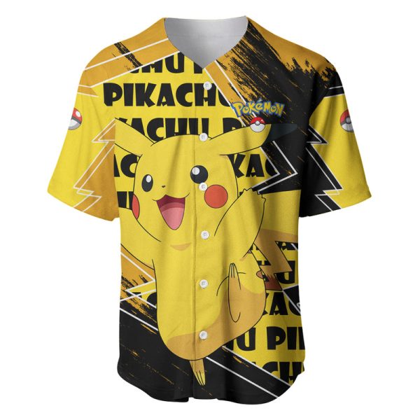 Pikachu - Pokemon Baseball Jersey Grunge Pattern Style For Men and Women Jezsport.com