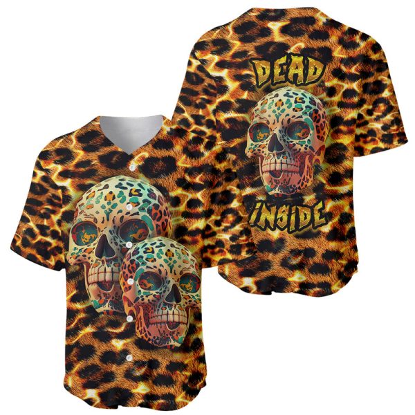 Leopard Skull Baseball Jersey Dead Inside For Men and Women Jezsport.com