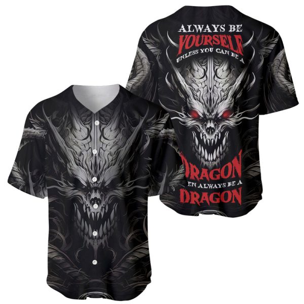 Demon Skull Baseball Jersey Always Be Yourself Unless You Can Be A Dragon Then Always Be A Dragon For Men and Women Jezsport.com