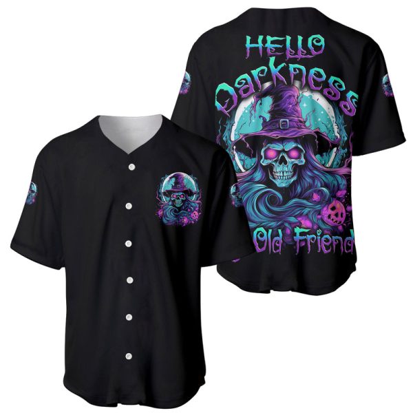 Hello Darkness My Old Friend Witch Halloween Baseball Jersey For Men and Women Jezsport.com