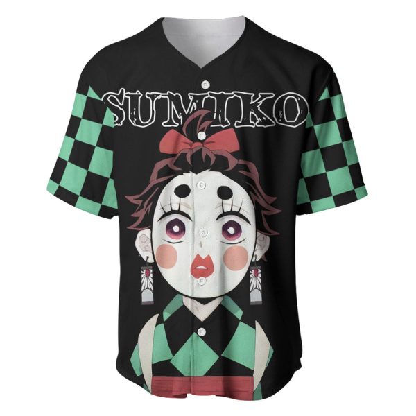 Tanjiro Sumiko Demon Slayer Baseball Jersey Funny Face For Men and Women Jezsport.com