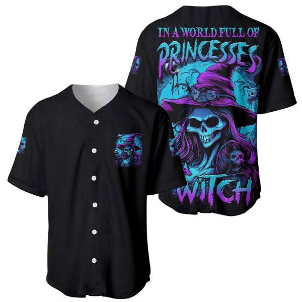 In A World Full Of Princesses Be A Witch Halloween Baseball Jersey For Men and Women Jezsport.com