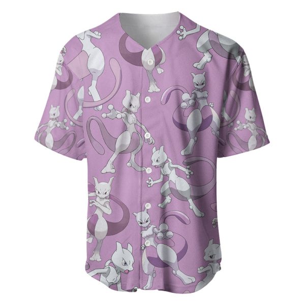 Mewtwo Pokemon Baseball Jersey Pattern Style For Men and Women Jezsport.com