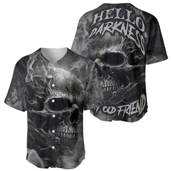 Hello Darkness My Old Friend Skull Baseball Jersey For Men and Women Jezsport.com