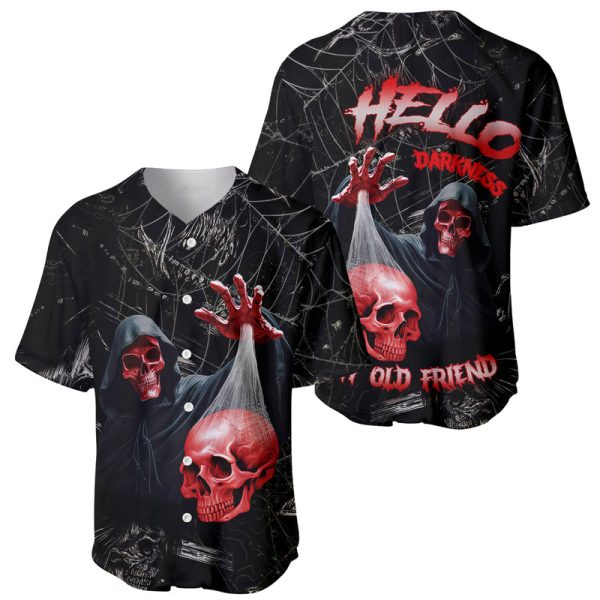 Hello Darkness My Old Friend Skull Baseball Jersey For Men and Women Jezsport.com