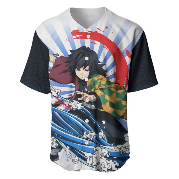 Giyuu Tomioka Baseball Jersey Demon Slayer For Men and Women Jezsport.com