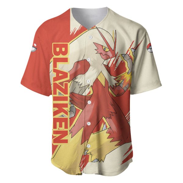 Blaziken Baseball Jersey Pokemon For Men and Women Jezsport.com