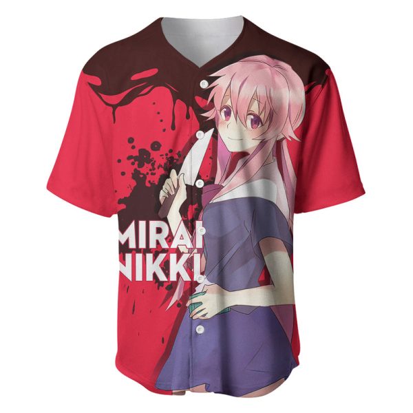 Yuno Gasai Future Diary Mirai Nikki Baseball Jersey Anime Style For Men and Women Jezsport.com