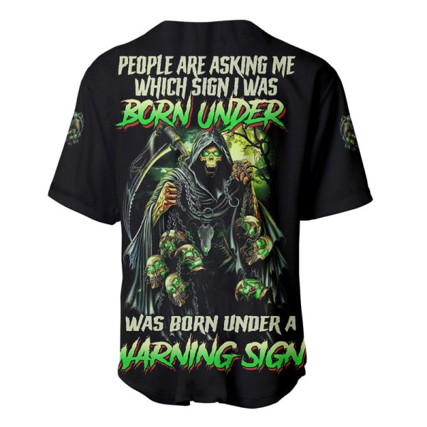 Warning Sign Skull Reaper Baseball Jersey Jezsport.com