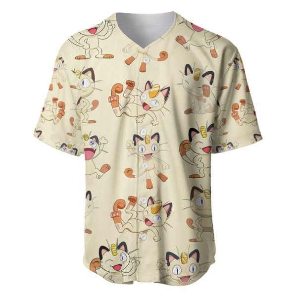 Meowth Pokemon Baseball Jersey Pattern Style For Men and Women Jezsport.com