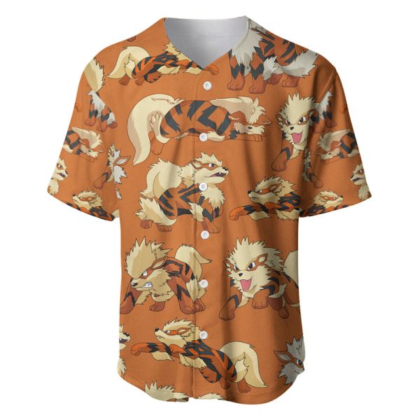 Arcanine Pokemon Baseball Jersey Pattern Style For Men and Women Jezsport.com