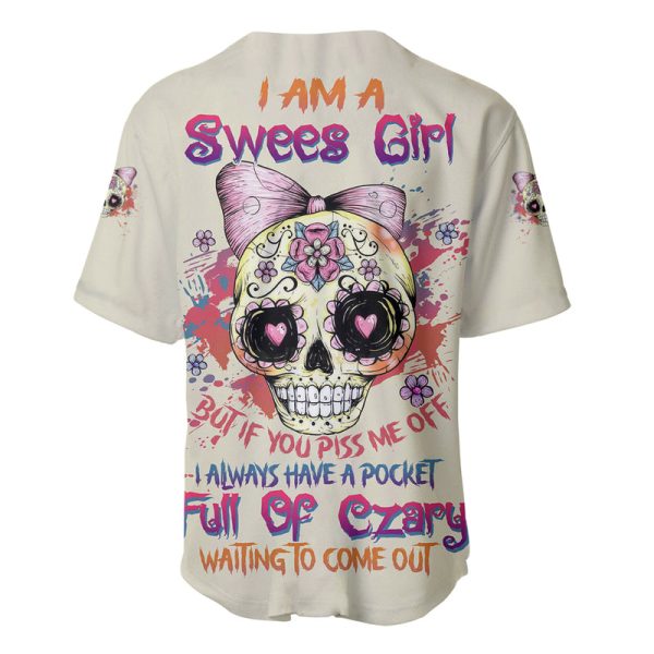 I Am A Sweet Girl Skull Baseball Jersey Jezsport.com