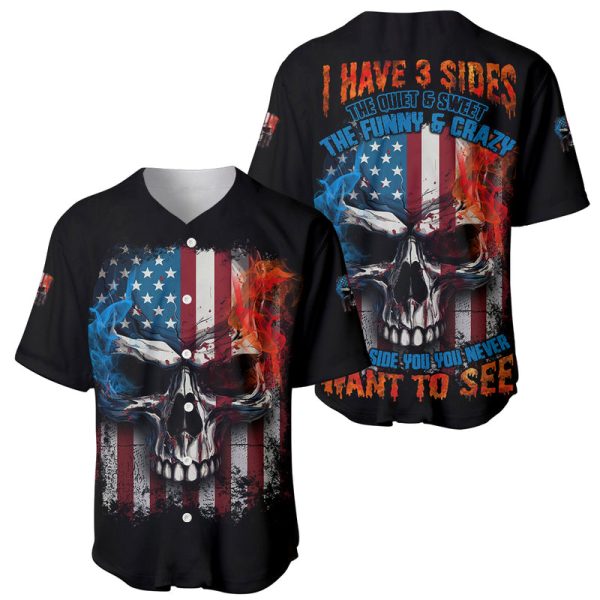 I Have Three Sides Skull Flag Baseball Jersey For Men and Women Jezsport.com