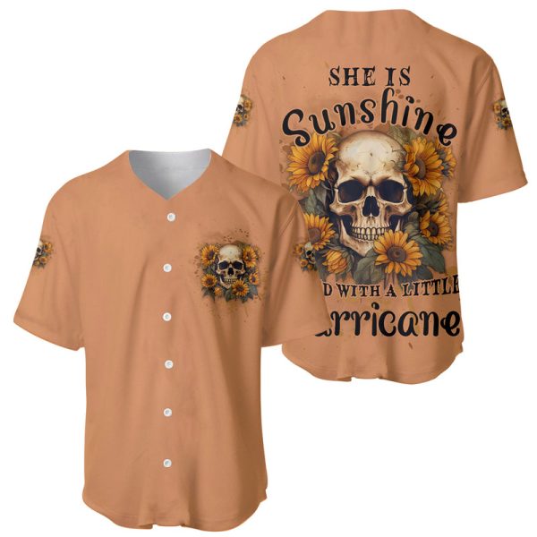 She Is Sunshine Sunflower Skull Baseball Jersey For Men and Women Jezsport.com