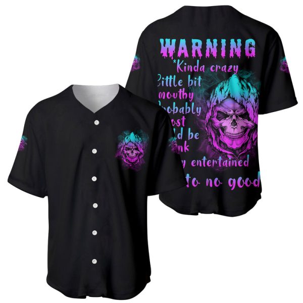 Warning Kinda Crazy Skull Baseball Jersey For Men and Women Jezsport.com