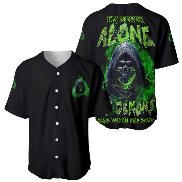 I'm Never Alone My Demons Are With Me 24/7 Baseball Jersey For Men and Women Jezsport.com