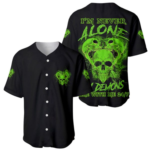 I'm Never Alone Skull Demon Baseball Jersey For Men and Women Jezsport.com