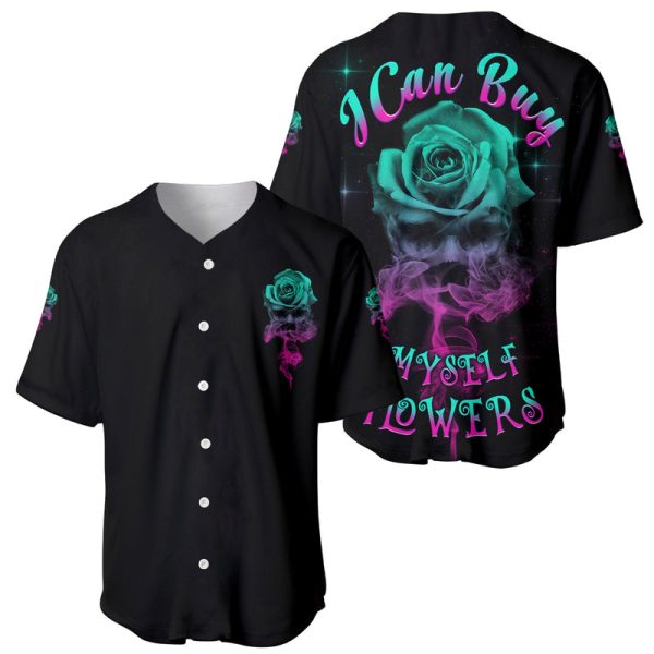 I Can Buy Myself Flowers Smoke Rose Skull Baseball Jersey For Men and Women Jezsport.com