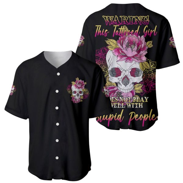 Warning This Tattooed Girl Baseball Jersey For Men and Women Jezsport.com