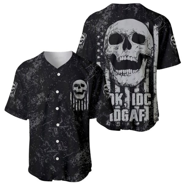 IDGAF Flag Skull Baseball Jersey For Men and Women Jezsport.com